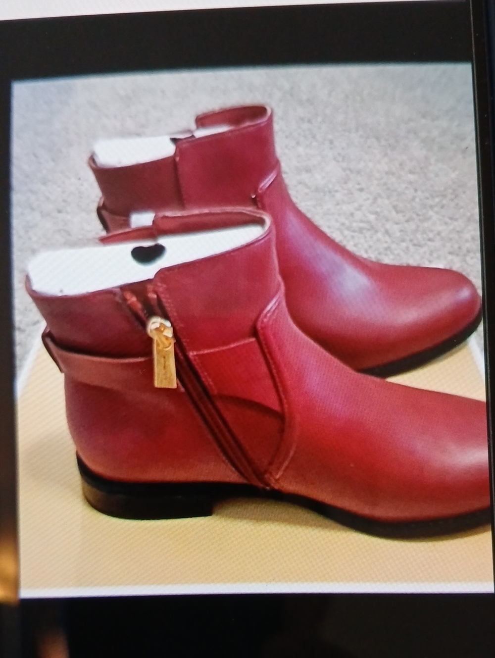 Michael Kors Red Leather Ankle Booties with Side Zip